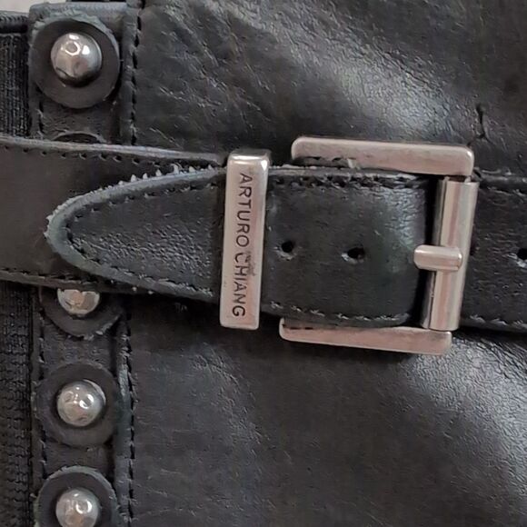 Arturo Chiang "Bes" Black Leather Riding Boot with Studs Sz 9.5 - Picture 13 of 16